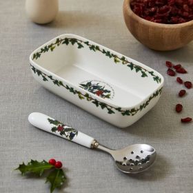 The Holly & The Ivy Cranberry Dish & Slotted Spoon